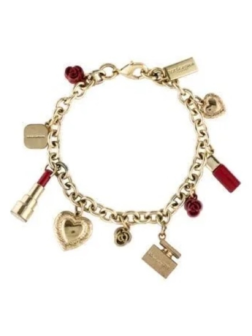 Dolce & Gabbana Gold Charm Bracelet Lipstick Perfume Rose Heart lobster clasp - Picture 6 of 6